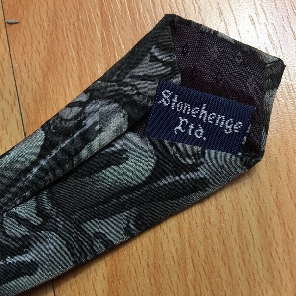 J. Garcia Stonehenge Ltd Gray Black Abstract Silk Handmade Tie Grateful Dead EUC - Picture 5 of 6